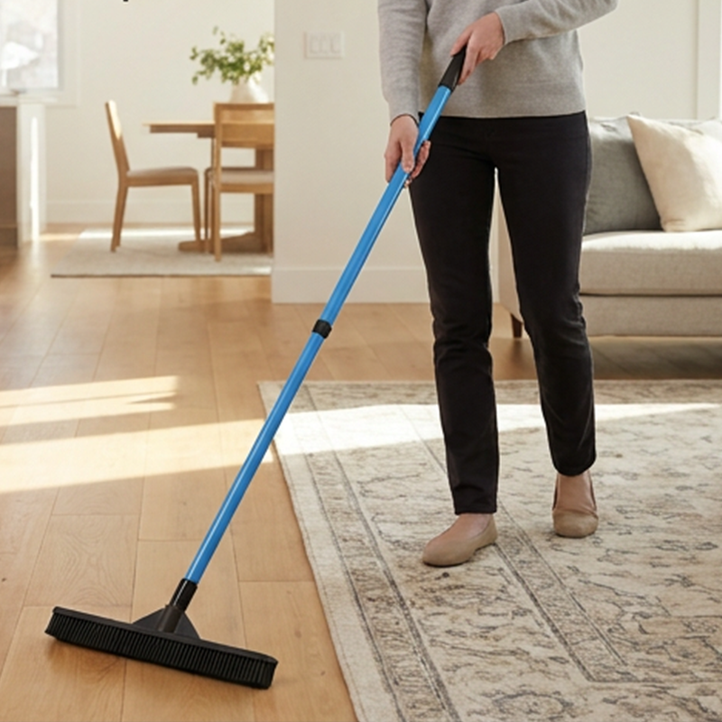 🥳2026 HOT SALE🥳💞50K+ SOLD! 🐾🧹 50% OFF! Pet Hair Removal Rubber Broom – static bristles lift hair from carpets & floors, telescopic handle 71-120cm, washable & multi-surface! 🛡️✅