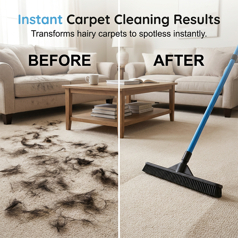 🥳2026 HOT SALE🥳💞50K+ SOLD! 🐾🧹 50% OFF! Pet Hair Removal Rubber Broom – static bristles lift hair from carpets & floors, telescopic handle 71-120cm, washable & multi-surface! 🛡️✅