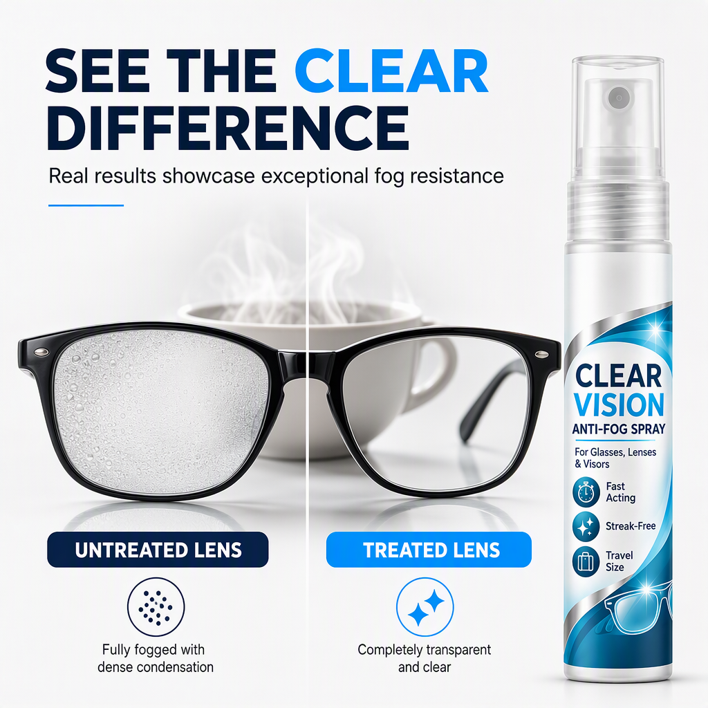 🥳2026 HOT SALE🥳💞50K+ SOLD! 👓✨ 50% OFF! Portable Glasses Anti-Fog Spray – instant clear vision, streak-free & long-lasting shield. Safe for coated lenses – ideal for masks, hot drinks & winter! 🛡️✅