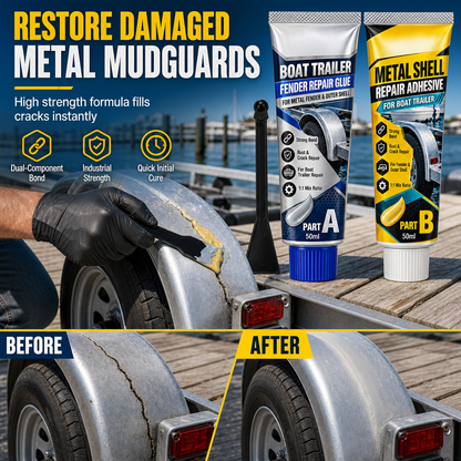 🥳2026 HOT SALE🥳💞50K+ SOLD! 🔧⛵ 50% OFF! Boat Trailer Metal Repair Glue – two-component AB adhesive, mixes easily & bonds metal mudguards firmly. Vibration-proof, waterproof, heavy-duty repair! 🛡️💪