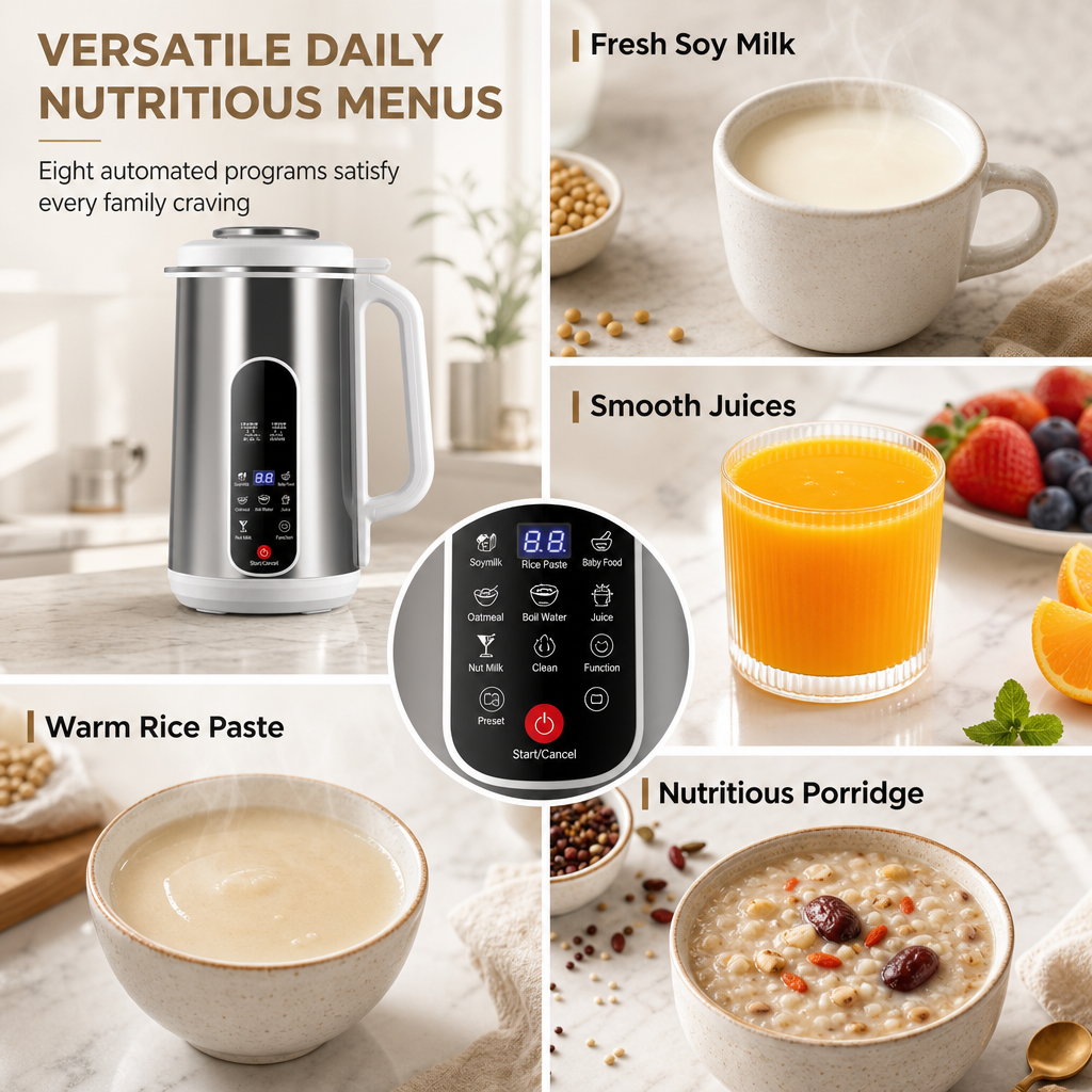 🥳2026 HOT SALE🥳💞50K+ SOLD! 🥛⚙️ 50% OFF! 304 Stainless Steel Soy Milk Maker & Blender – filter-free ultra-fine grinding, smart overnight preset, multi-layer thermal guard. Hot soy milk, porridge & baby food! 🛡️✅