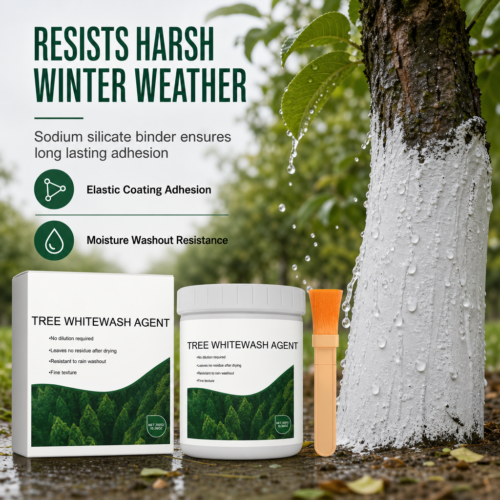 🥳2026 HOT SALE🥳💞50K+ SOLD! 🌳🛡️ 50% OFF! Tree Trunk Whitewash Protective Set – 300g with brush, shields bark from frost & insects. Easy brush-on, all-season protection! ❄️✅