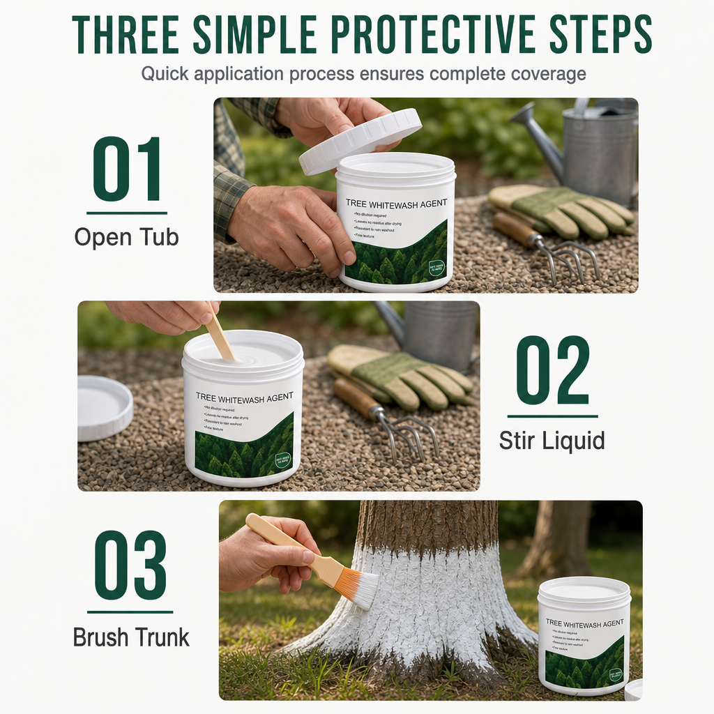 🥳2026 HOT SALE🥳💞50K+ SOLD! 🌳🛡️ 50% OFF! Tree Trunk Whitewash Protective Set – 300g with brush, shields bark from frost & insects. Easy brush-on, all-season protection! ❄️✅