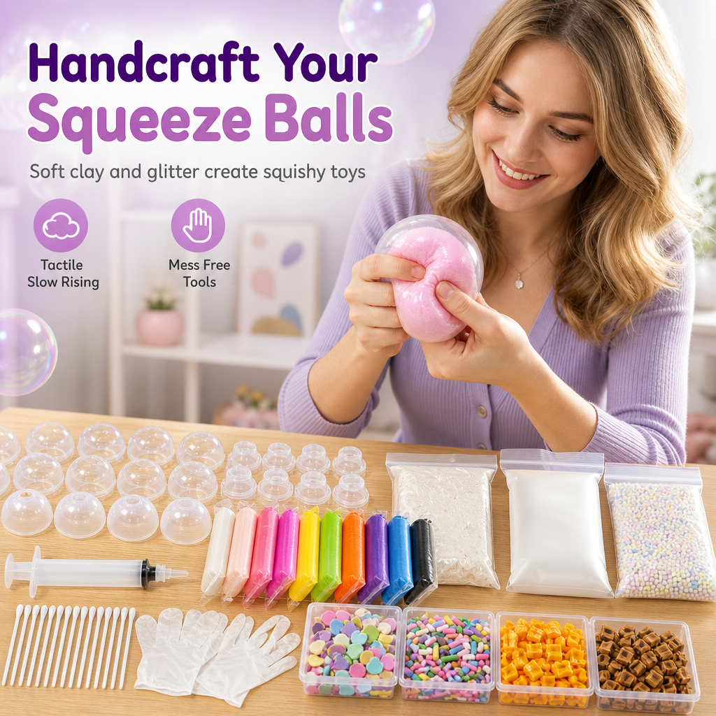 🥳2026 HOT SALE🥳💞50K+ SOLD! 🧪✨ 50% OFF! DIY Squeeze Ball Making Kit – mix colorful clay & sparkling fillers, leak-proof slow-rising fun. No-mess craft for kids! 🎨✅
