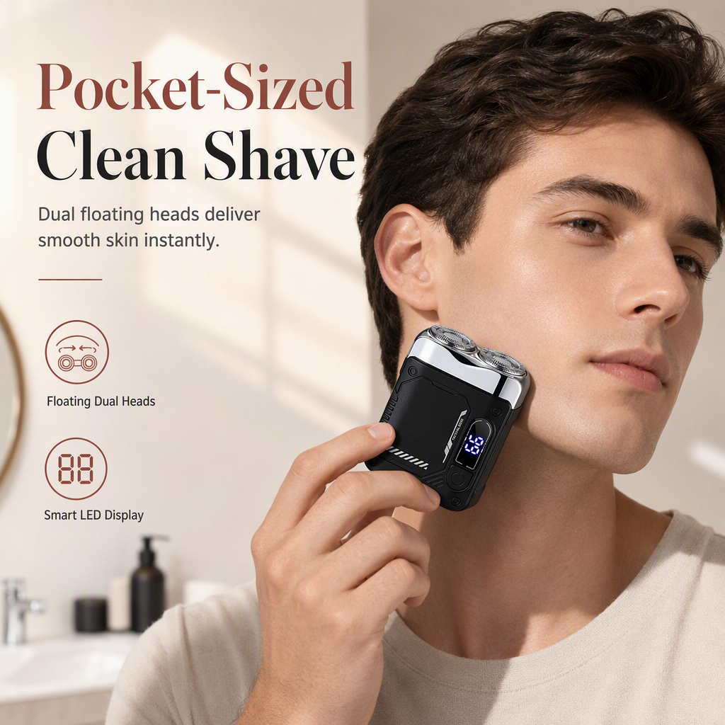 🥳2026 HOT SALE🥳💞50K+ SOLD! 🪒✨ 50% OFF! Mini Portable Electric Dual-Head Shaver – dual floating heads, wet & dry, LED battery display. Pocket-sized smooth shave anywhere! 🧔💪