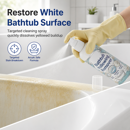 🥳2026 HOT SALE🥳💞50K+ SOLD! 🛁✨ 50% OFF! Bathtub Yellowing Remover & Ceramic Cleaner – lifts stubborn yellow stains, restores glossy white shine. Includes scrub sponge – easy, powerful clean! 🧽✅