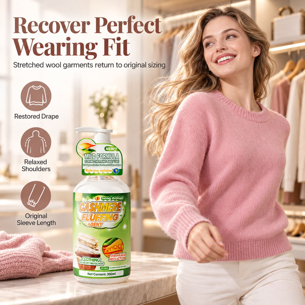 🥳2026 HOT SALE🥳💞50K+ SOLD! 🧶✨ Wool & Cashmere Softening Care Liquid – gently relaxes shrunken knitwear, restores cloud-like softness & fit. Phosphate-free care for favourite sweaters! 🛡️💚