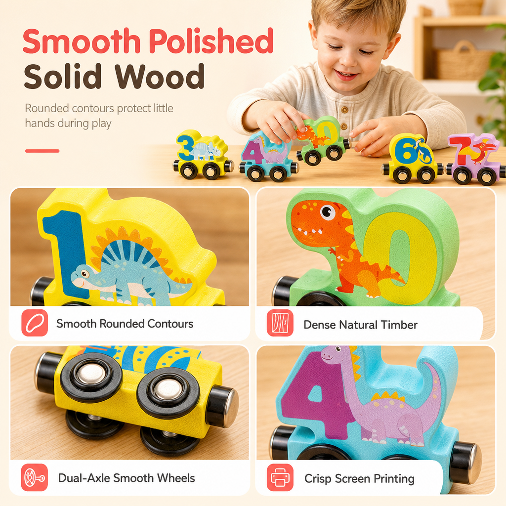 🥳2026 HOT SALE🥳💞50K+ SOLD! 🚂🔢 50% OFF! Magnetic Wooden Number Train Toy – connectable cars, early counting & imaginative floor play. Safe, smooth polished wood for ages 3+! 🛡️💚