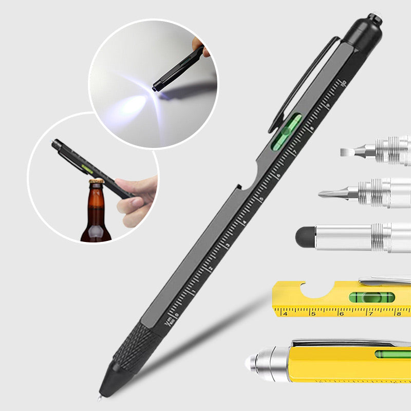 🥳2026 HOT SALE🥳💞50K+ SOLD! 🖊️🔧 50% OFF! 9-in-1 Outdoor Multi-Tool Pen – LED/laser light, screwdrivers, bottle opener, rulers & touchscreen cap. 304 stainless steel, portable clip! 🛡️💪