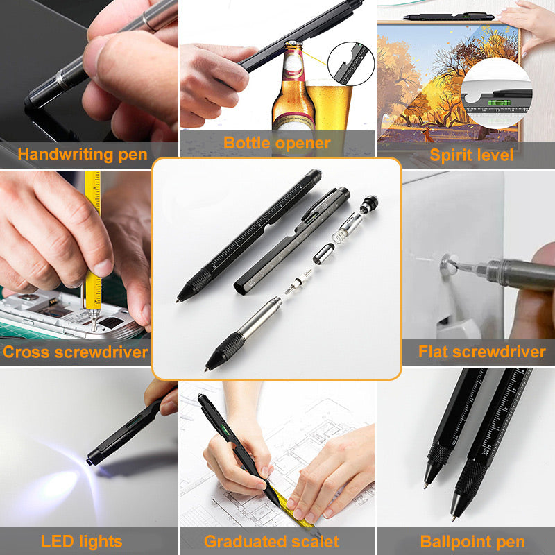 🥳2026 HOT SALE🥳💞50K+ SOLD! 🖊️🔧 50% OFF! 9-in-1 Outdoor Multi-Tool Pen – LED/laser light, screwdrivers, bottle opener, rulers & touchscreen cap. 304 stainless steel, portable clip! 🛡️💪