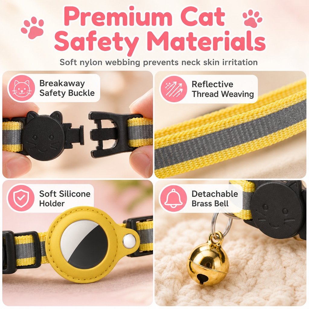 🥳2026 HOT SALE🥳💞50K+ SOLD! 🐱✨ 50% OFF! Reflective Cat Collar with Tracker Holder – breakaway safety buckle, waterproof locator slot & adjustable fit. Never lose your cat again! 🛡️✅