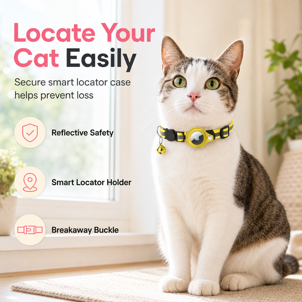 🥳2026 HOT SALE🥳💞50K+ SOLD! 🐱✨ 50% OFF! Reflective Cat Collar with Tracker Holder – breakaway safety buckle, waterproof locator slot & adjustable fit. Never lose your cat again! 🛡️✅