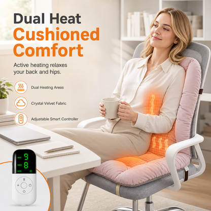 🥳2026 HOT SALE🥳💞50K+ SOLD! 🔥🪑 50% OFF! Winter Heated Seat Cushion with Backrest – dual-zone warmth, smart control, anti-slip & removable cover. Cosy office & study chair comfort! 🛡️✅