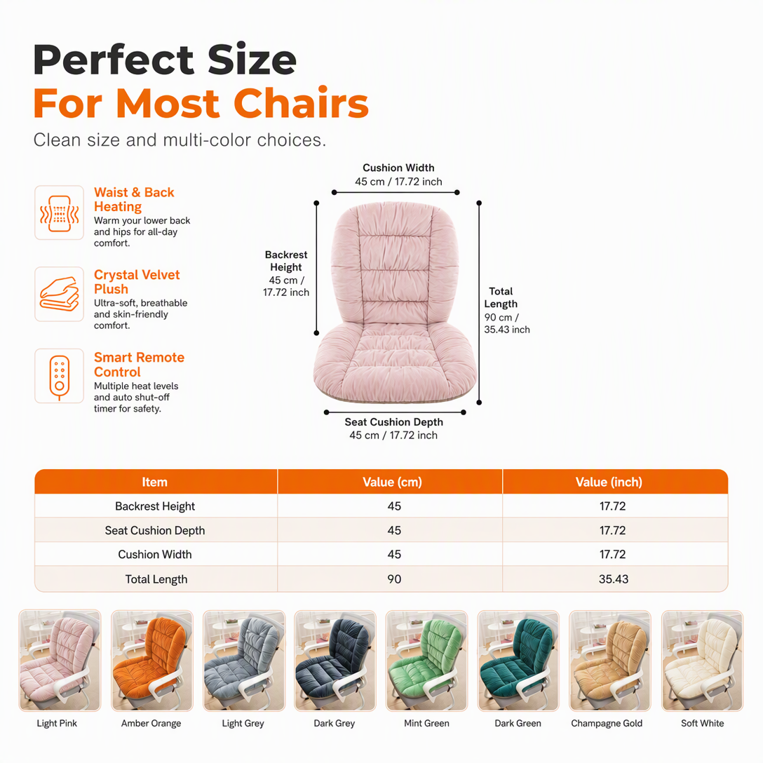 🥳2026 HOT SALE🥳💞50K+ SOLD! 🔥🪑 50% OFF! Winter Heated Seat Cushion with Backrest – dual-zone warmth, smart control, anti-slip & removable cover. Cosy office & study chair comfort! 🛡️✅