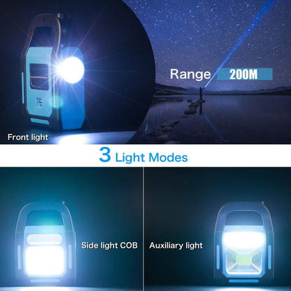 🥳2026 HOT SALE🥳💞50K+ SOLD! 💡☀️ 50% OFF! 3-in-1 Solar COB LED Work Light – front, auxiliary & side lights, solar/USB charging, IP44 waterproof. Perfect for camping, power cuts & DIY! 🛡️✅