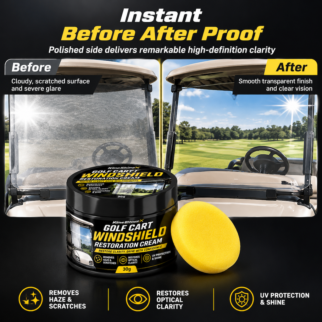 🥳2026 HOT SALE🥳💞50K+ SOLD! 🏌️✨ 50% OFF! Golf Cart Windshield Scratch Repair Paste – buffs away haze & yellowing, restores crystal-clear vision. Includes sponge, easy 3-step hand buffing! 🛡️✅