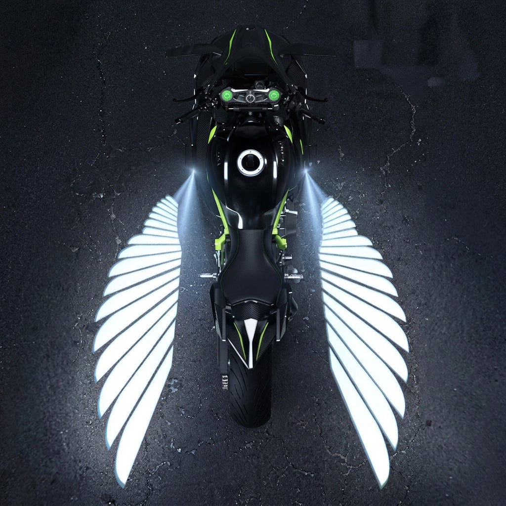 🥳2026 HOT SALE🥳💞50K+ SOLD! 🏍️✨ 50% OFF! Motorcycle LED Angel Wings Projection Lights – ultra-clear ground glow, wide safety warning area. Ride safer at night! 🛡️💪