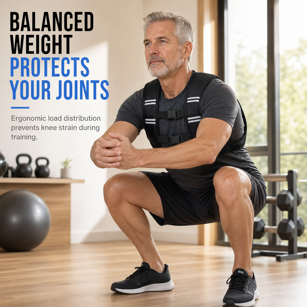 🥳2026 HOT SALE🥳💞50K+ SOLD! 🏋️‍♂️✨ Adjustable Weighted Vest with Reflective Strips – balanced weight protects joints, padded straps & low-impact core training. Safe, comfortable workouts! 🛡️💪