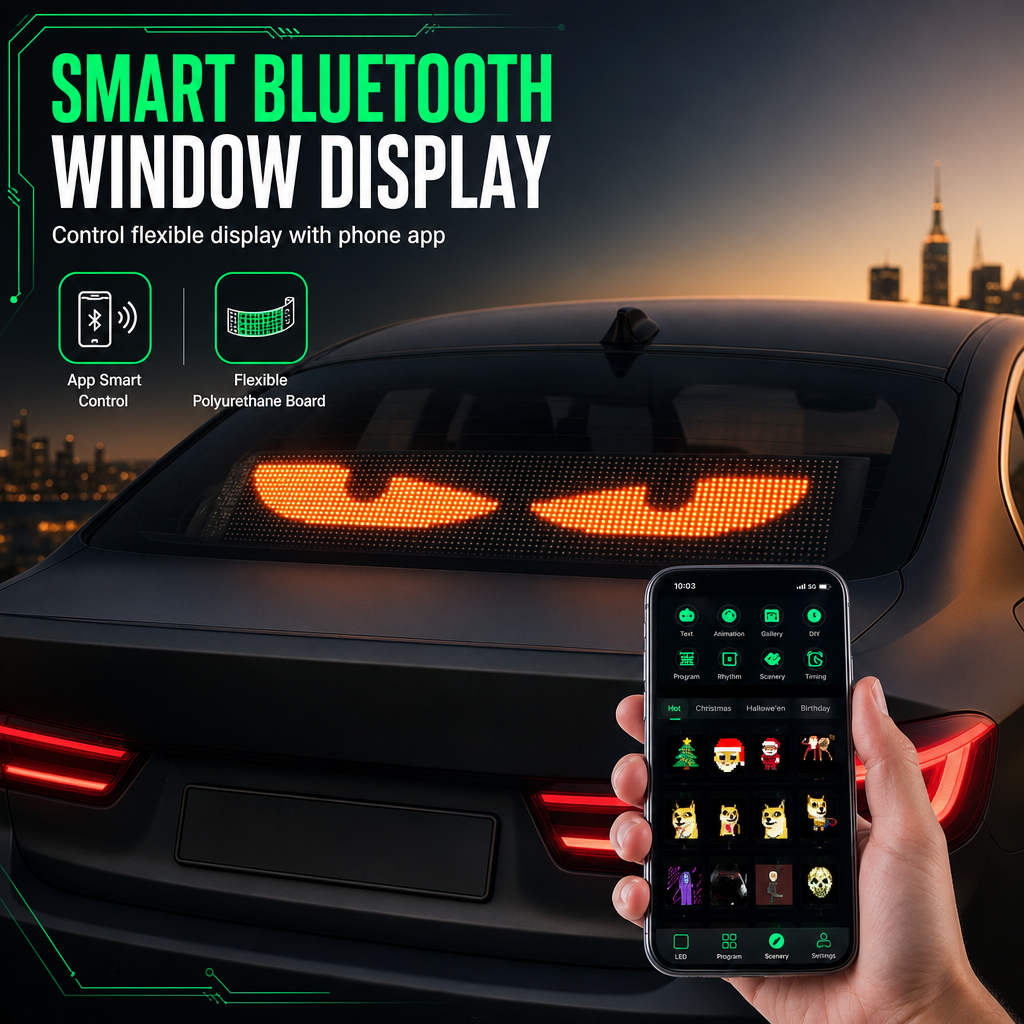 🥳2026 HOT SALE🥳💞50K+ SOLD! 🚗📟 50% OFF! Smart Full-Color LED Car Rear Window Display – Bluetooth app editing, high-brightness LED, IP65 waterproof. Custom messages on the go! 🛡️✨