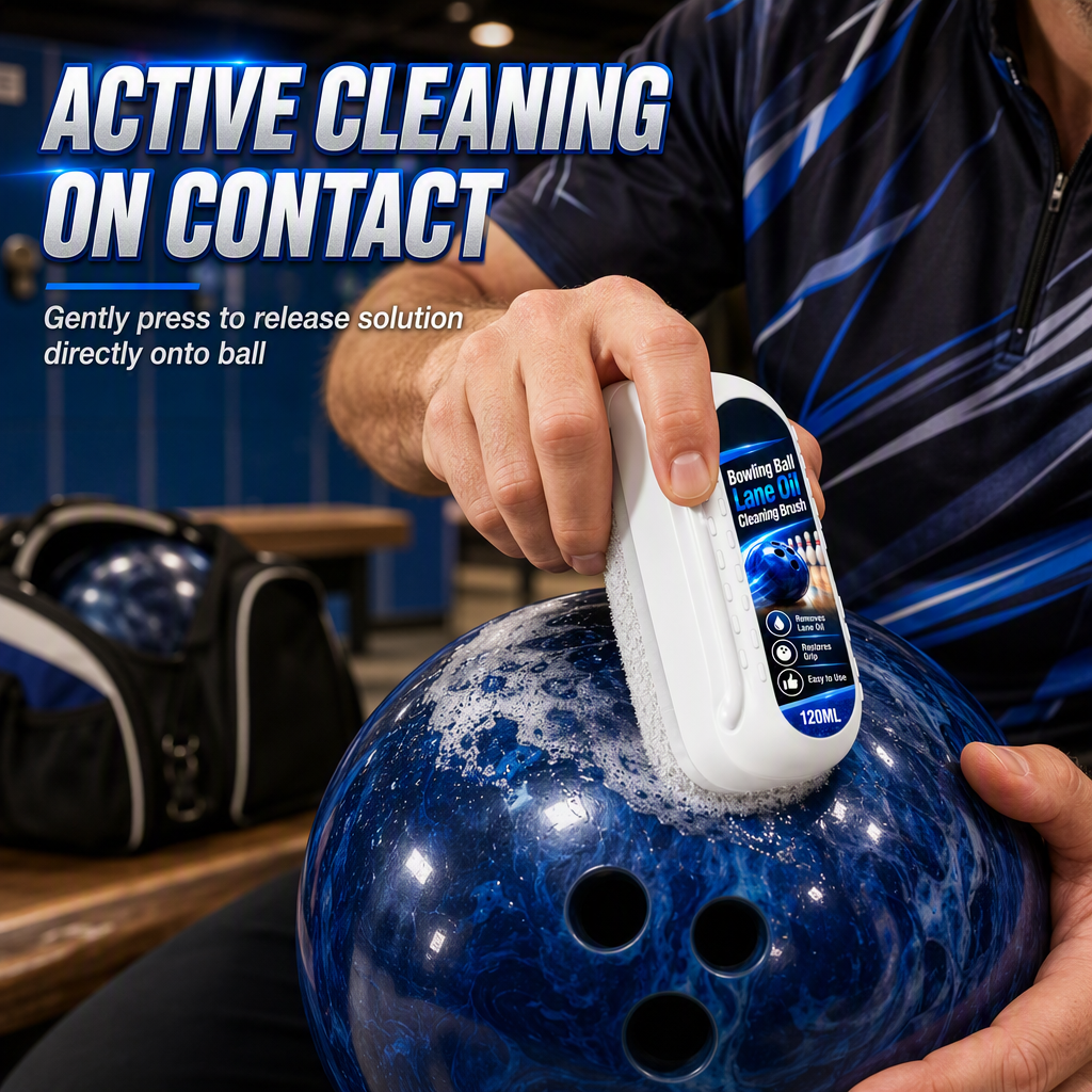 🥳2026 HOT SALE🥳💞50K+ SOLD! 🎳🧽 50% OFF! Bowling Ball Cleaning Brush – built-in fluid delivery & sponge pad restore grip, remove lane oil, revive hook. Leakproof & washable! 🛡️✅