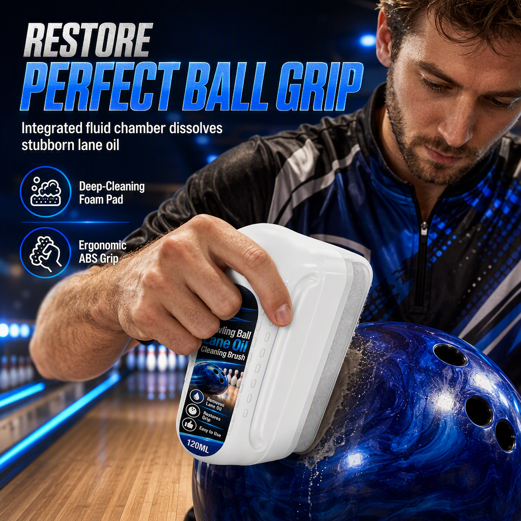 🥳2026 HOT SALE🥳💞50K+ SOLD! 🎳🧽 50% OFF! Bowling Ball Cleaning Brush – built-in fluid delivery & sponge pad restore grip, remove lane oil, revive hook. Leakproof & washable! 🛡️✅