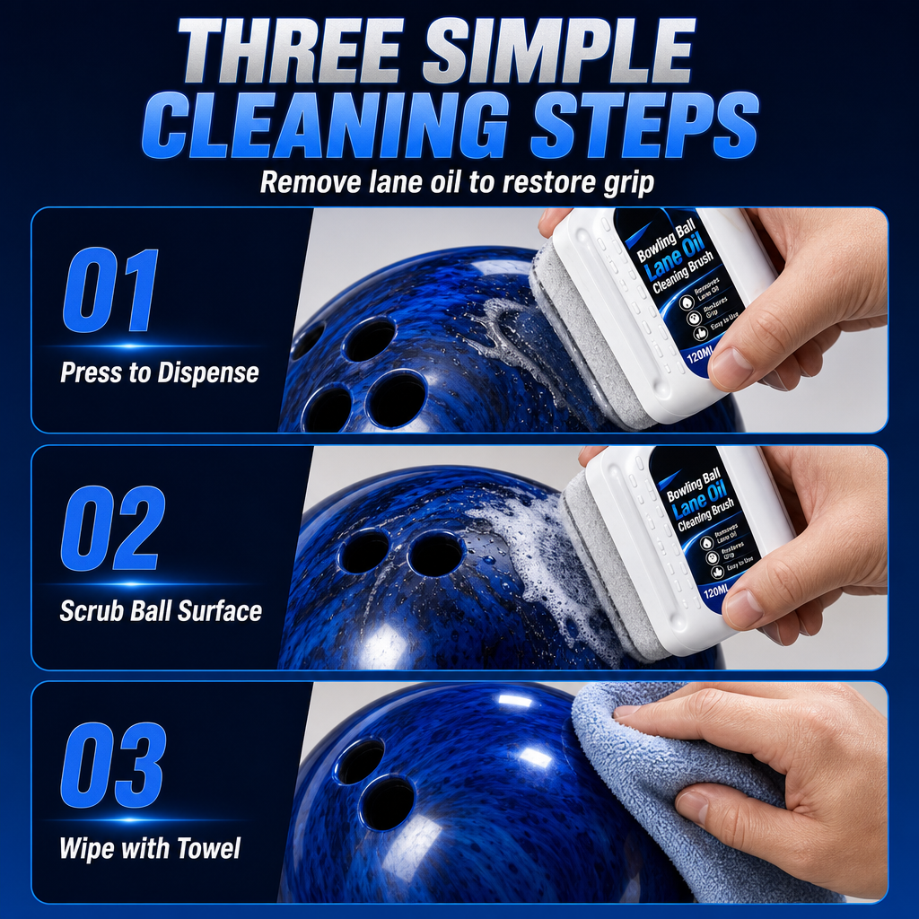 🥳2026 HOT SALE🥳💞50K+ SOLD! 🎳🧽 50% OFF! Bowling Ball Cleaning Brush – built-in fluid delivery & sponge pad restore grip, remove lane oil, revive hook. Leakproof & washable! 🛡️✅