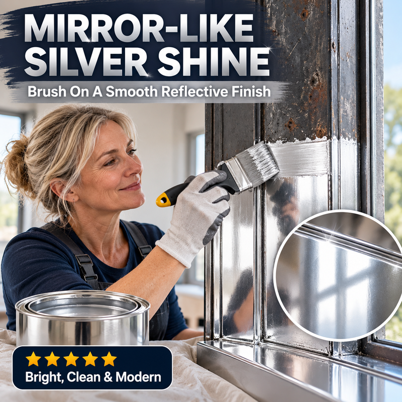 🥳2026 HOT SALE🥳💞50K+ SOLD! 🎨✨ 50% OFF! Water-Based Metallic Silver Paint – brush-on bright silver finish for metal, wood & craft renovation. Refresh dull surfaces with ease! 🛡️✅