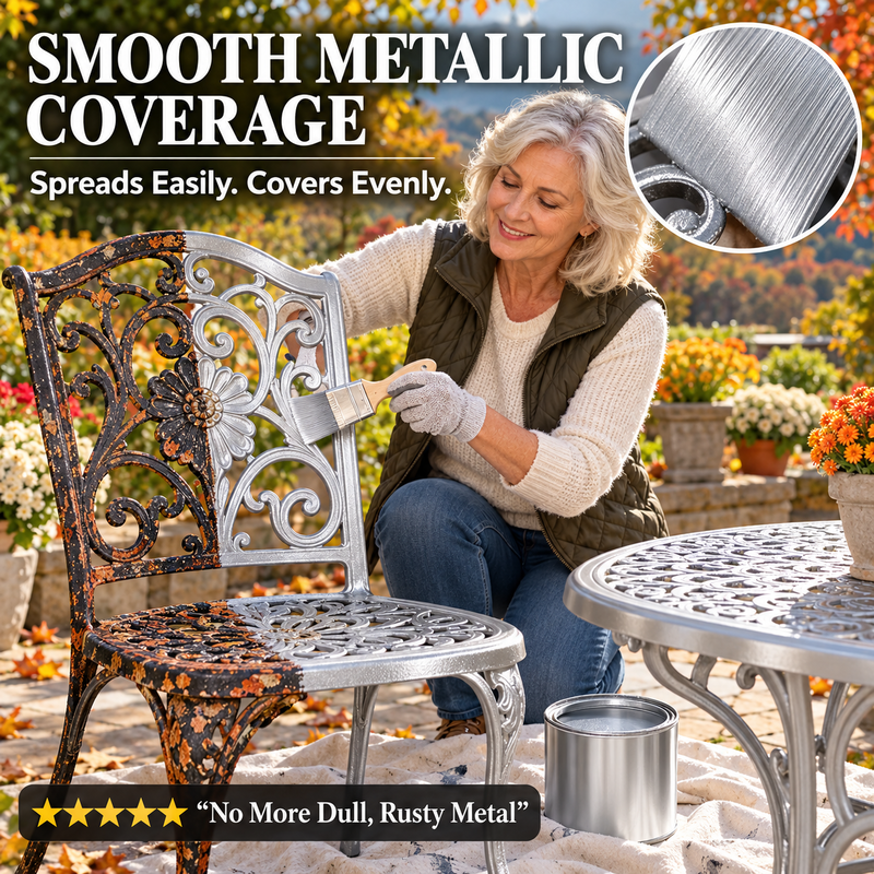 🥳2026 HOT SALE🥳💞50K+ SOLD! 🎨✨ 50% OFF! Water-Based Metallic Silver Paint – brush-on bright silver finish for metal, wood & craft renovation. Refresh dull surfaces with ease! 🛡️✅