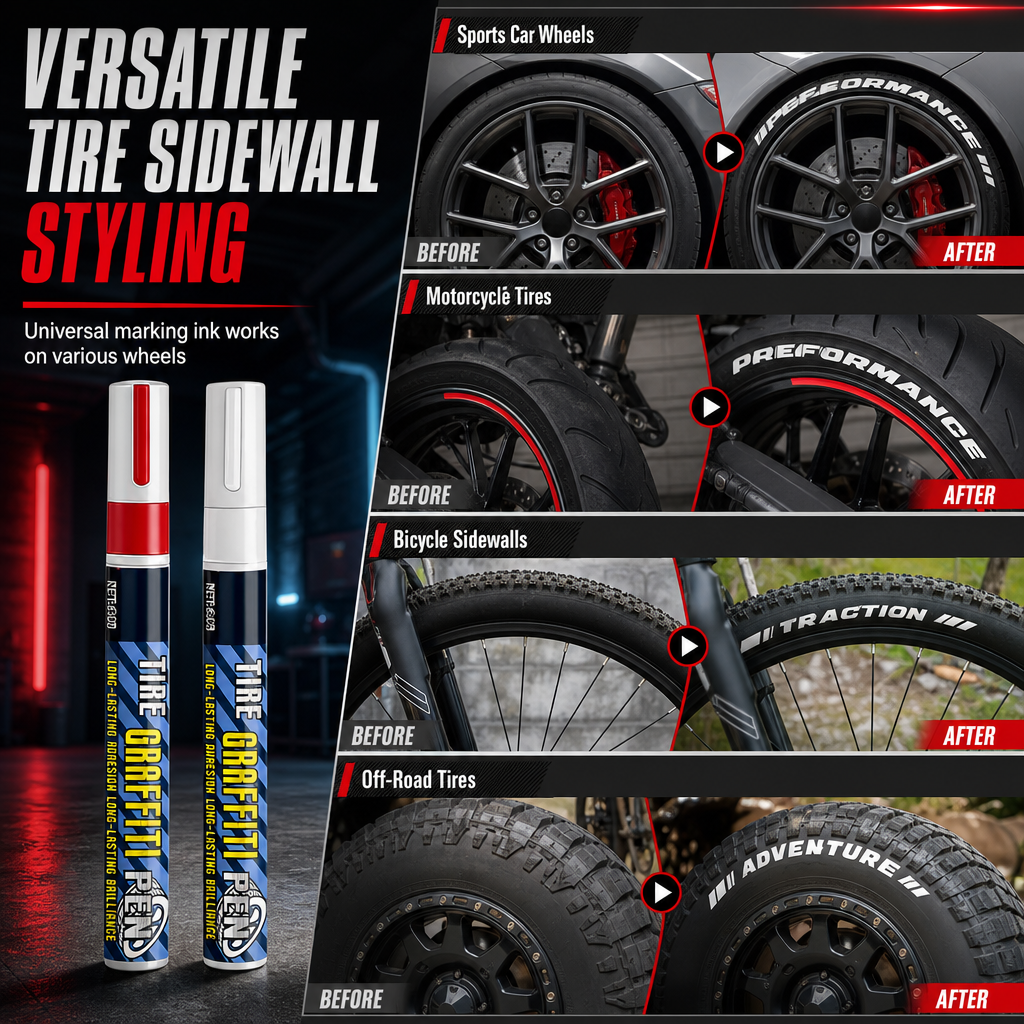 🥳2026 HOT SALE🥳💞50K+ SOLD! 🚗✨ 50% OFF! Quick Drying Tire Marker – waterproof & smudge-resistant ink, instantly restores faded tires. Easy DIY upgrade for cars & bikes! 🛡️💪