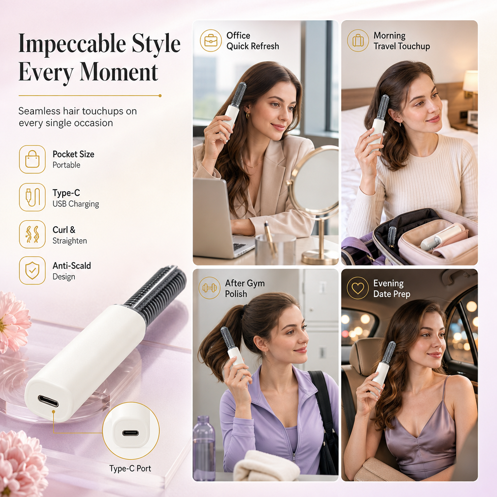 🥳2026 HOT SALE🥳💞50K+ SOLD! 💇‍♀️✨ 50% OFF! Portable Cordless Mini Hair Straightener – USB rechargeable, straighten & curl on the go. Tames frizz anywhere, no salon needed! 🛡️✅