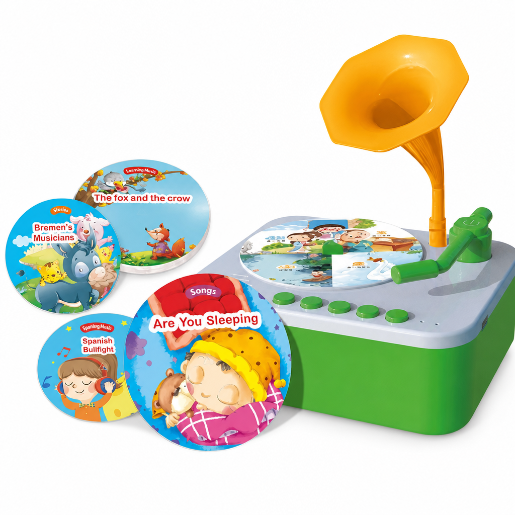 🥳2026 HOT SALE🥳💞50K+ SOLD! 🎵🧸 50% OFF! Kids Bluetooth Learning Phonograph – tactile card play, bilingual learning & no screens! Safe, fun early education for grandkids! 🛡️✅