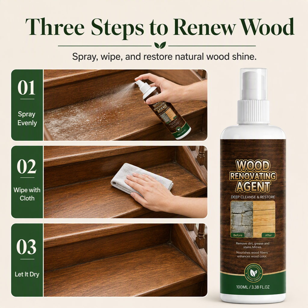 🥳2026 HOT SALE🥳💞50K+ SOLD! 🪵✨ 50% OFF! Wood Care Cleaner – instantly restores dry, faded wood & erases scuffs on floors, furniture & doors. Bring back the natural shine without sanding! 🛡️✅