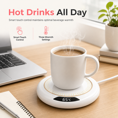 🥳2026 HOT SALE🥳💞50K+ SOLD! ☕🔥 50% OFF! Electric Coffee Mug Warmer – 3-temp touch control keeps drinks hot all day. Fits all flat cups – never drink cold coffee again! 🛡️✅