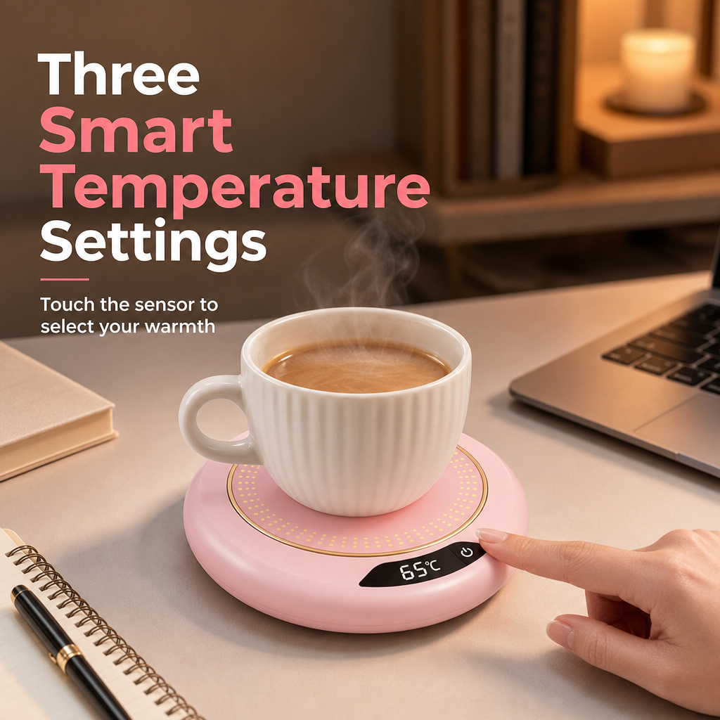 🥳2026 HOT SALE🥳💞50K+ SOLD! ☕🔥 50% OFF! Electric Coffee Mug Warmer – 3-temp touch control keeps drinks hot all day. Fits all flat cups – never drink cold coffee again! 🛡️✅
