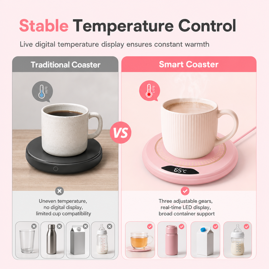 🥳2026 HOT SALE🥳💞50K+ SOLD! ☕🔥 50% OFF! Electric Coffee Mug Warmer – 3-temp touch control keeps drinks hot all day. Fits all flat cups – never drink cold coffee again! 🛡️✅