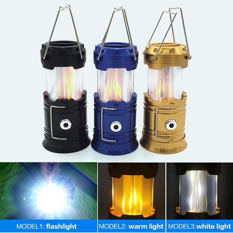 🥳2026 HOT SALE🥳💞50K+ SOLD! 🏕️🔥 50% OFF! 3-in-1 LED Flame Camping Lantern – retractable design, flickering flame & white light modes, plus flashlight. Solar/USB rechargeable for any emergency! 🛡️✅