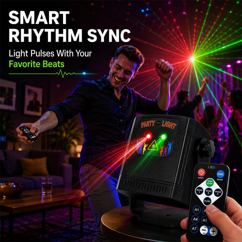 🥳2026 HOT SALE🥳💞50K+ SOLD! 🎉🔦 50% OFF! Rechargeable Party Laser Light – instantly turns any room into a club with 68 dynamic patterns & smart music sync. Portable, remote-controlled & no messy wires! 🛡️✅