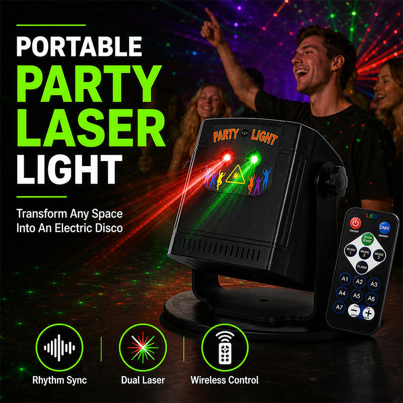 🥳2026 HOT SALE🥳💞50K+ SOLD! 🎉🔦 50% OFF! Rechargeable Party Laser Light – instantly turns any room into a club with 68 dynamic patterns & smart music sync. Portable, remote-controlled & no messy wires! 🛡️✅
