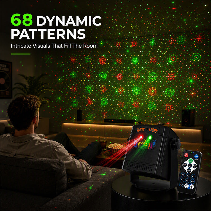 🥳2026 HOT SALE🥳💞50K+ SOLD! 🎉🔦 50% OFF! Rechargeable Party Laser Light – instantly turns any room into a club with 68 dynamic patterns & smart music sync. Portable, remote-controlled & no messy wires! 🛡️✅