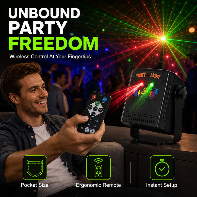 🥳2026 HOT SALE🥳💞50K+ SOLD! 🎉🔦 50% OFF! Rechargeable Party Laser Light – instantly turns any room into a club with 68 dynamic patterns & smart music sync. Portable, remote-controlled & no messy wires! 🛡️✅