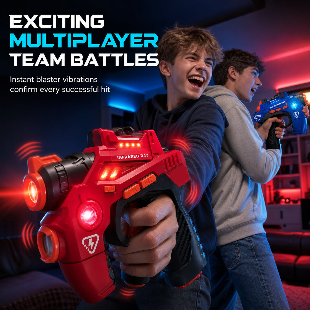 🥳2026 HOT SALE🥳💞50K+ SOLD! 🎯🔫 50% OFF! Kids Infrared Laser Battle Toy Set – 2 mini pistols & projector target with sound & light. Gets kids off screens & into active indoor fun! 🛡️💪