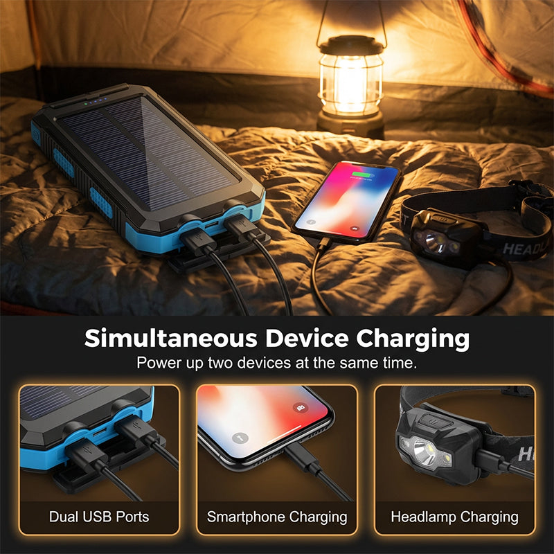 🥳2026 HOT SALE🥳💞50K+ SOLD! ⛺🔋 50% OFF! Solar Power Bank – 10000mAh, dual LED flashlights & built-in compass. Never lose power or direction on outdoor adventures! 🛡️✅