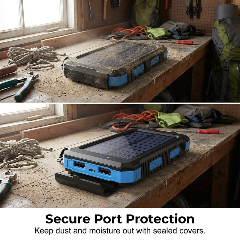 🥳2026 HOT SALE🥳💞50K+ SOLD! ⛺🔋 50% OFF! Solar Power Bank – 10000mAh, dual LED flashlights & built-in compass. Never lose power or direction on outdoor adventures! 🛡️✅