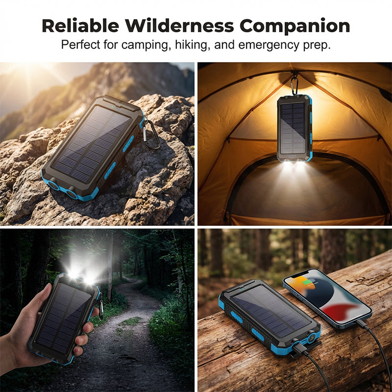🥳2026 HOT SALE🥳💞50K+ SOLD! ⛺🔋 50% OFF! Solar Power Bank – 10000mAh, dual LED flashlights & built-in compass. Never lose power or direction on outdoor adventures! 🛡️✅