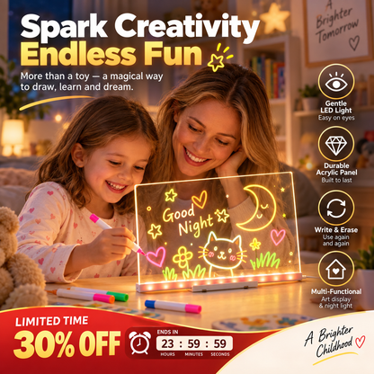 🥳2026 HOT SALE🥳💞50K+ SOLD! 🎨✨ 50% OFF! Kids DIY Illuminated Erasable Drawing Board – soft LED, reusable acrylic, doubles as night light. Endless creative fun! 🛡️💚