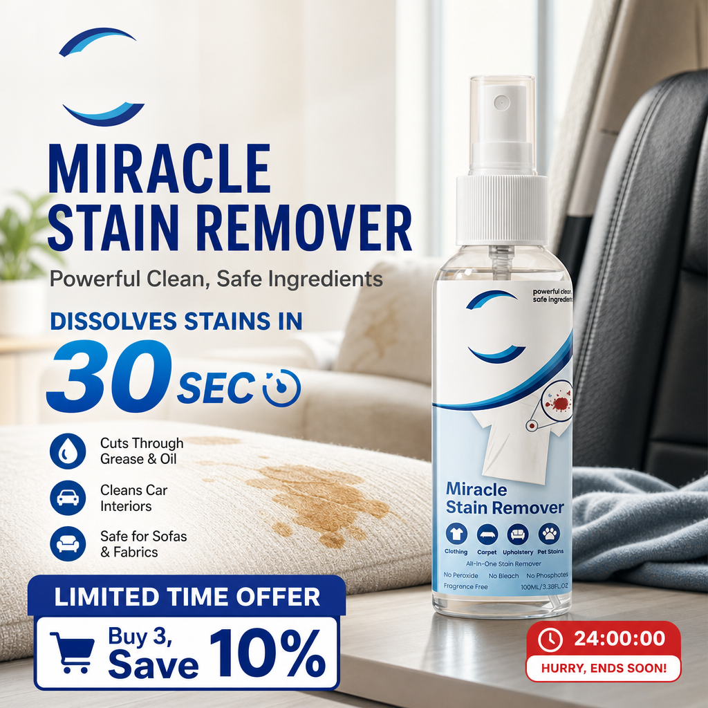 🥳2026 HOT SALE🥳💞50K+ SOLD!💥✨ 50% OFF! Miracle Stain Remover Spray – Lifts grease, wine & coffee in seconds. No scrubbing, just spray & watch it disappear! 🧼💪