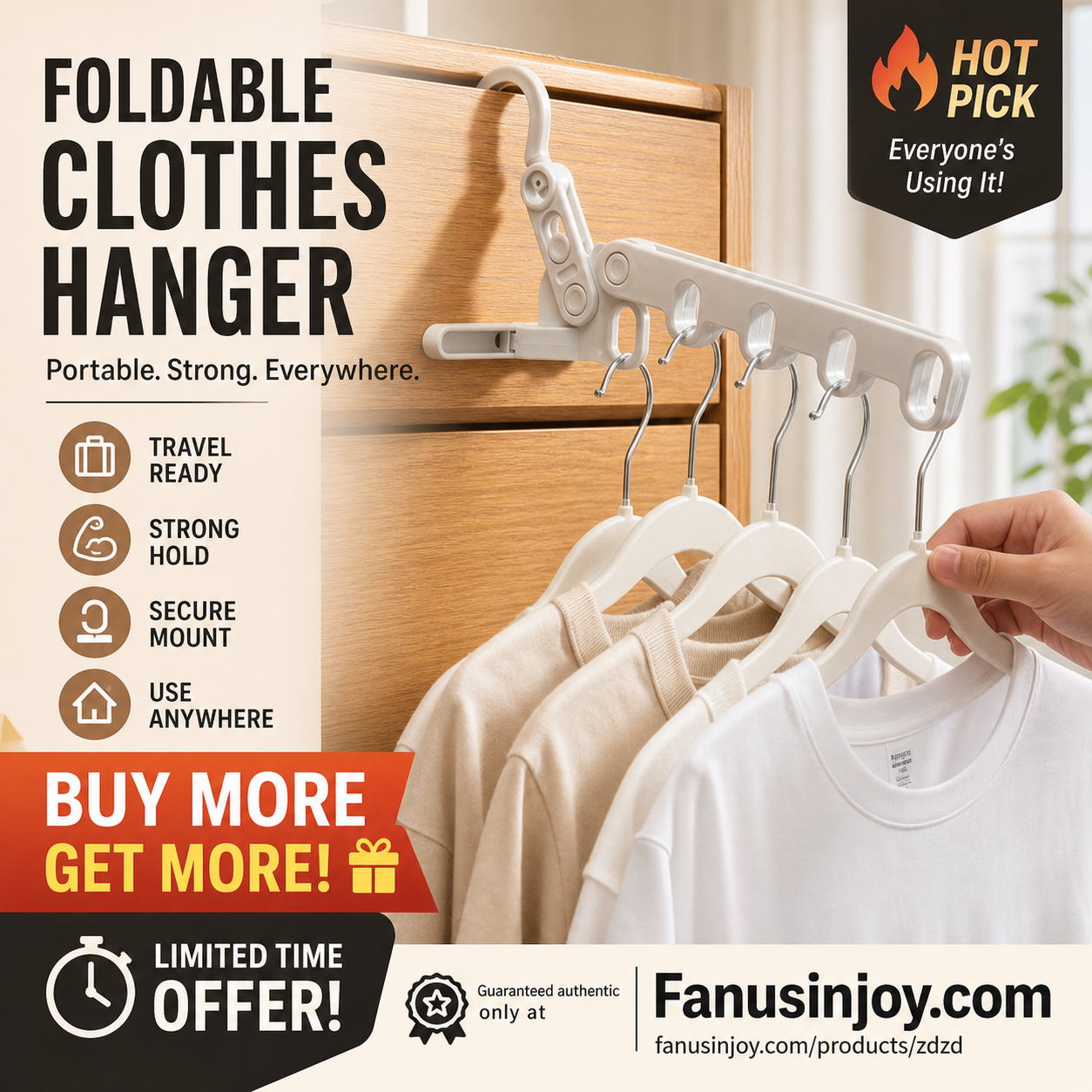 🥳2026 HOT SALE🥳💞50K+ SOLD!✈️💼 50% OFF! Foldable Travel Hanger Set – Lightweight & compact, unfolds in seconds. Ideal for hotels, caravans & laundry rooms. No more sharing hotel hangers! 🧳💨