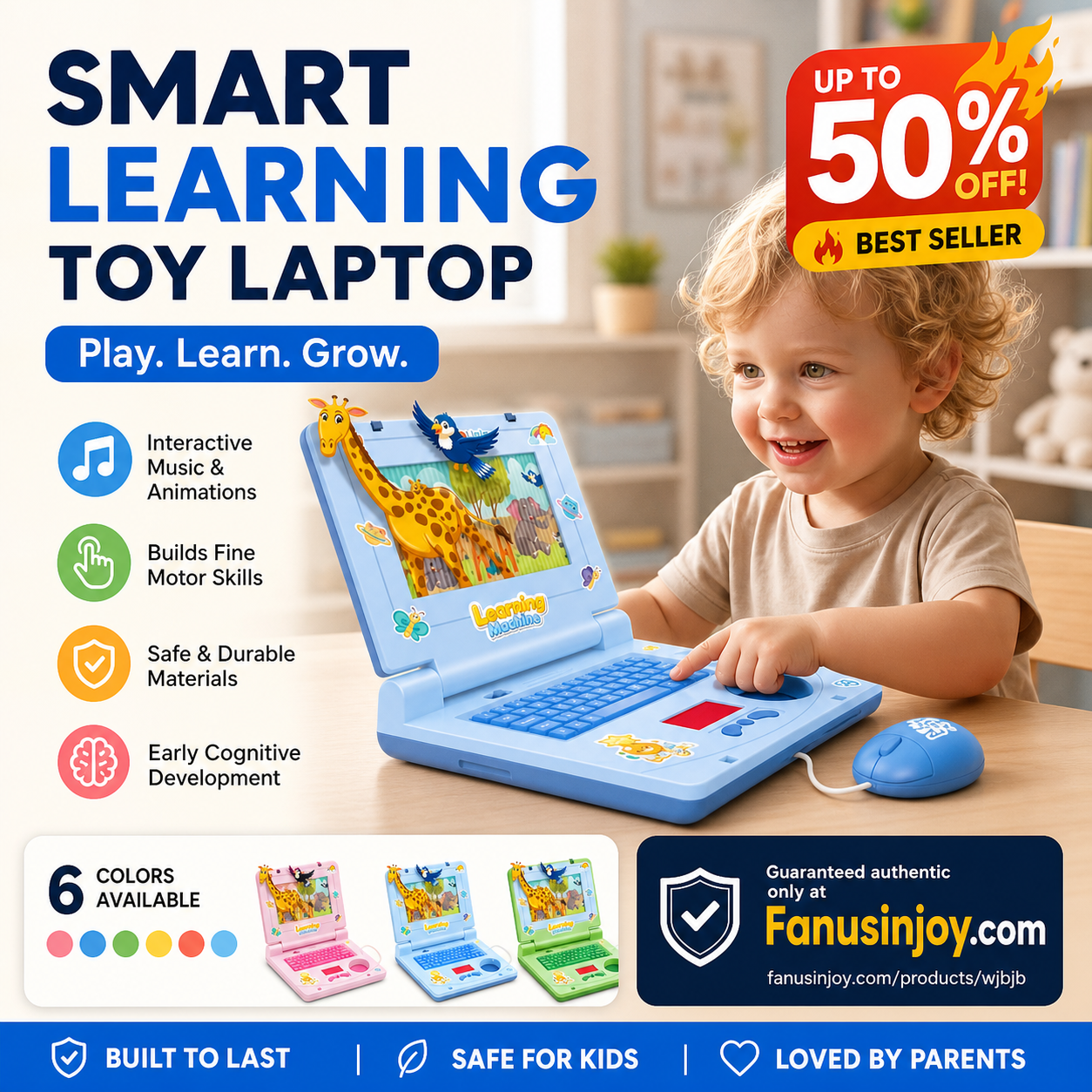 🥳2026 HOT SALE🥳💞50K+ SOLD!👧🎵 50% OFF! Interactive Simulation Toy Laptop – Scrolling screen, cheerful music & tactile buttons. Boosts fine motor skills & hand‑eye coordination! 🖥️✨